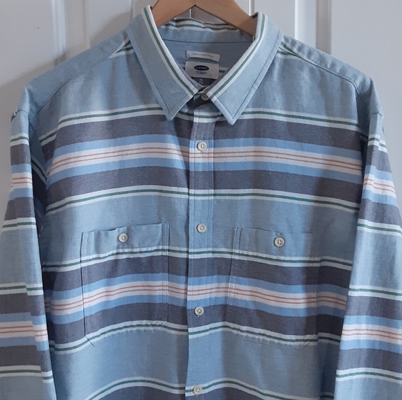 Old Navy, XL, Slim Fit, Cotton LS, Horizontal Stripe Shirt - Picture 2 of 8
